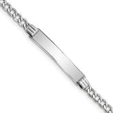 14k White Gold Polished Semi-Solid Chain/Solid Plate Cuban Link 26x5mm Plate 8 inch ID Bracelet